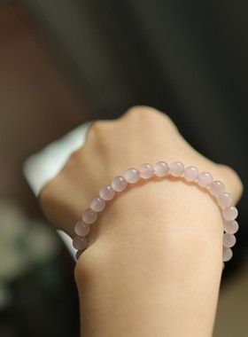 天然和田玉藕粉猫眼圆珠手串