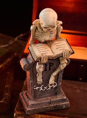 速发哥特风墓碑骷髅头骨架暗黑礼物有趣家庭居院品节氛围装饰圣摆