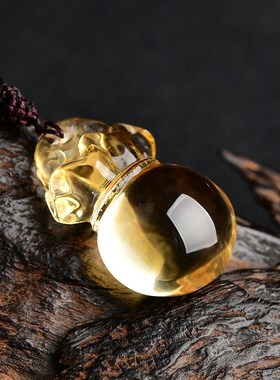 速发橘黄水晶福袋如意吊坠钱袋代代有钱项坠项链轻奢男礼物