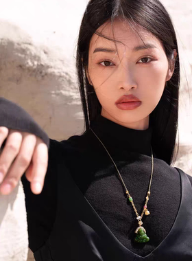 SOTC天然和田玉青黄口小财神项链