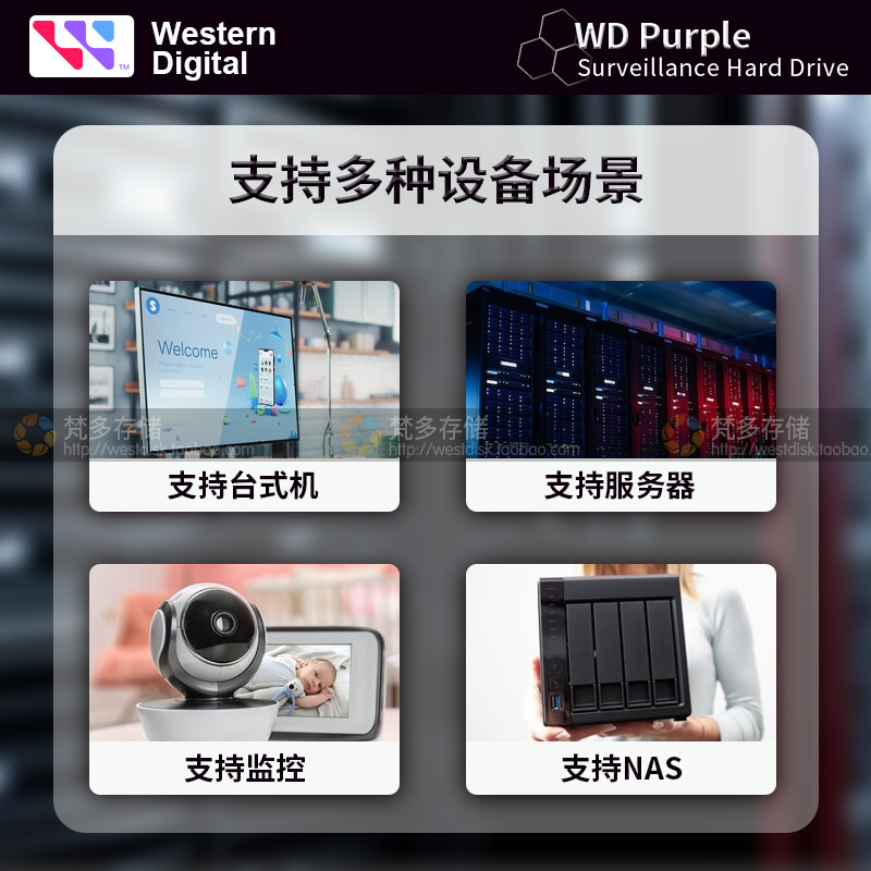 WD/西部数据 WD23PURZ/WD22EJRX 西数3.5寸2TB台式2T监控紫盘硬盘 - 图3