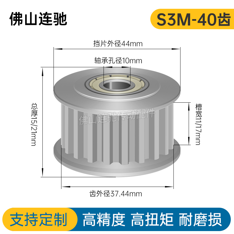 同步轮S3M40齿 涨紧轮 槽宽11/17调节导向轮惰轮AFTHW40S3M - 图0