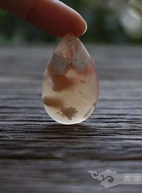 天然樱花玛瑙古典玉石项链吊坠