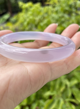 『青禾淑坊』天然淡紫罗兰玛瑙手镯 国风古典玉石圆镯 54mm