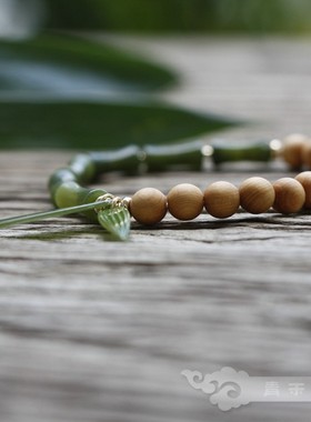 『青禾淑坊 』原创竹子手链{故人来}复古绿色旗袍diy古典竹节手串