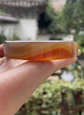 『青禾淑坊』天然环形玛瑙手镯 {辛苦最怜天上月} 国风古典镯60MM