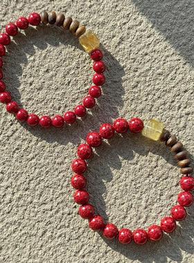 正品高含量晶体砂朱砂手串情侣款