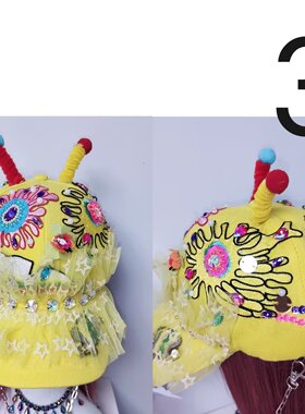 E00422 设计师款欧美时尚可调节重工网红潮牌手工定制炸街帽子