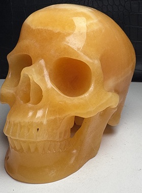 天然晶洞石骷髅头 手工雕刻头骨原石打磨消磁家居桌面饰品摆件