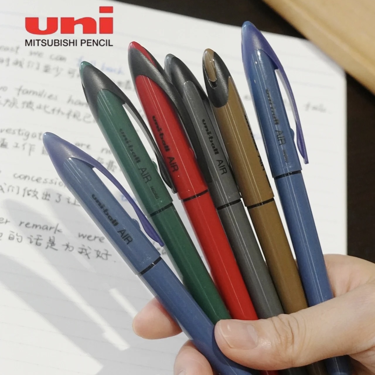 日本uniball三菱签字笔黑科技UBA-188C国潮限定色air中性笔0.7黑色商务直液式学生练字用蓝红水笔三棱笔0.5mm - 图0