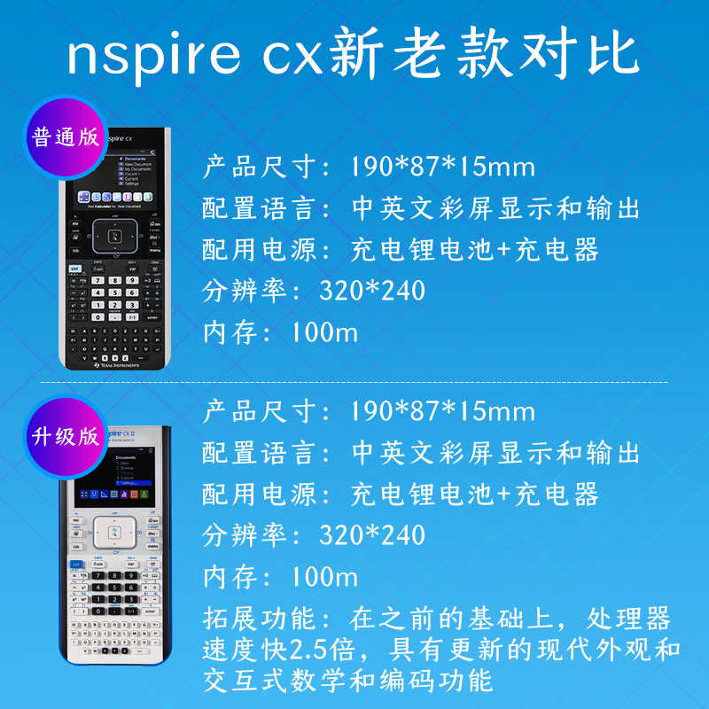 美国德州仪器ti nspire cx II德州 ti-nspire cx II德州仪器图形编程计算器AP/SAT国际专业考试专用计算器-图0