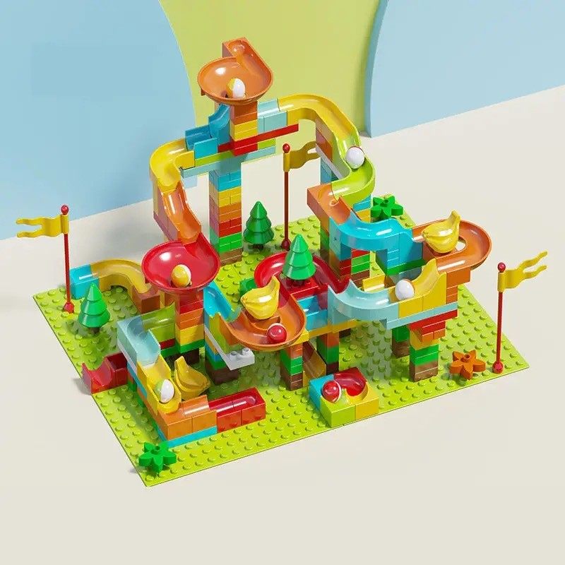 儿童大颗粒积木桌益智拼图3到6岁拼装玩具男女孩早教启蒙轨道滚珠,淘宝优惠券,粉丝福利购,淘宝优惠卷