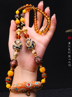 泰伽黄多宝重手工佛牌链