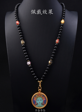 泰伽佛牌链黑玛瑙吊坠项链男女