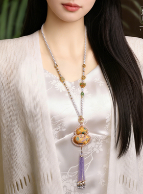 中国风宋锦葫芦水晶流苏汉服旗袍