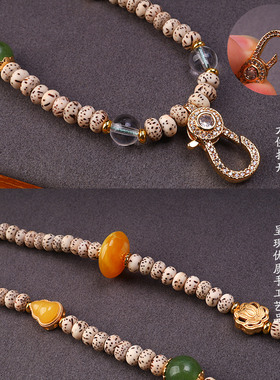 泰伽星月菩提镶钻佛牌挂链男女