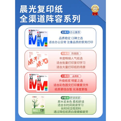 晨光A4复印纸a4打印纸70g单包500张80g双面打印不卡整箱5包2500张 - 图3
