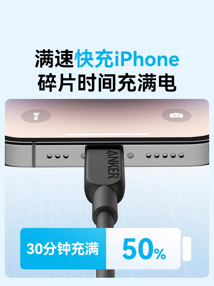 Anker安克MFi认证线20W充电TypeC转Lightning数据线PD快充线C94适用iPhone14Promax苹果13Pro 12 11 Xsmax XR-图3