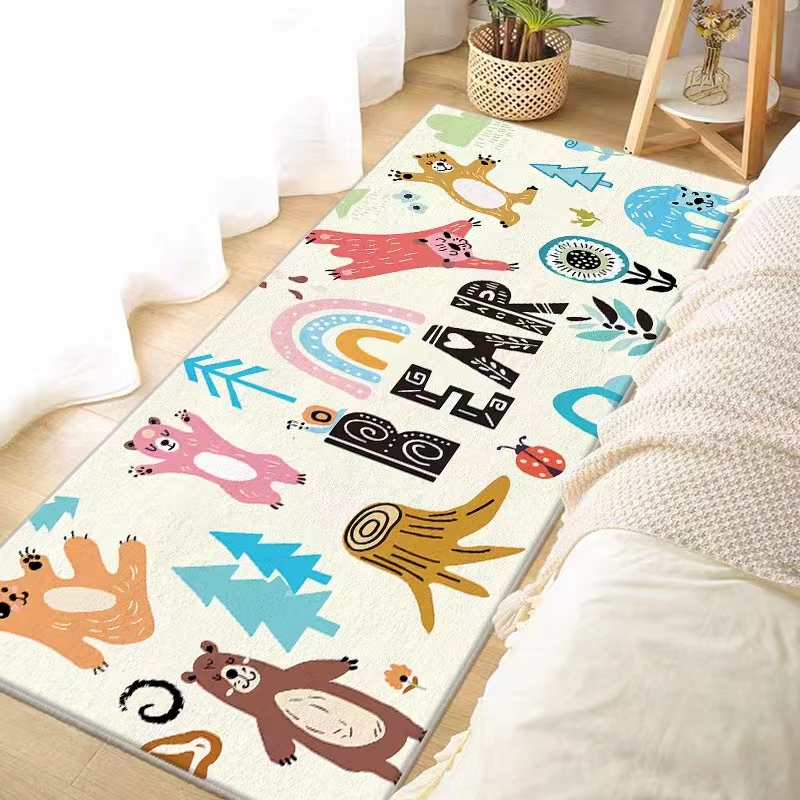 儿童房卧室地毯客厅高级感坐垫卡通可爱风加密仿羊绒床边毯飘窗毯