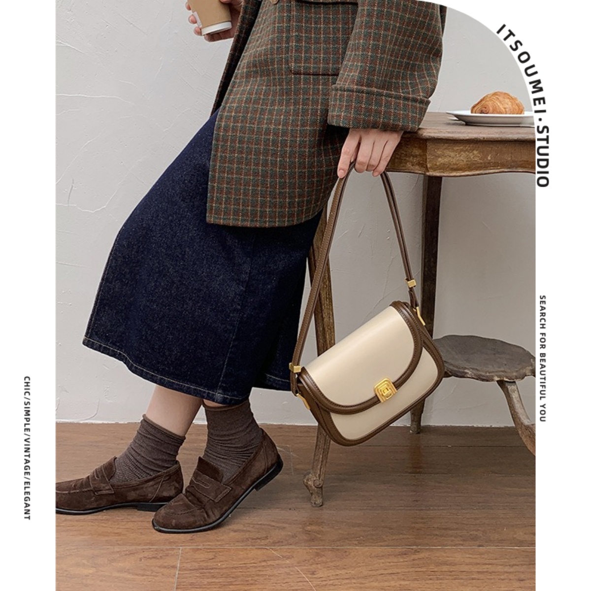 micocah法式小众包包女生高级感奢复古腋下马鞍包精致百搭斜挎包 - 图1