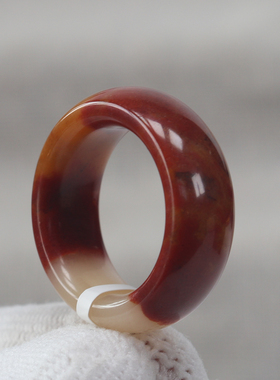 新疆金丝玉石英岩玉天山翠戒指女冰种飘花轻奢素圈指环12号圈口