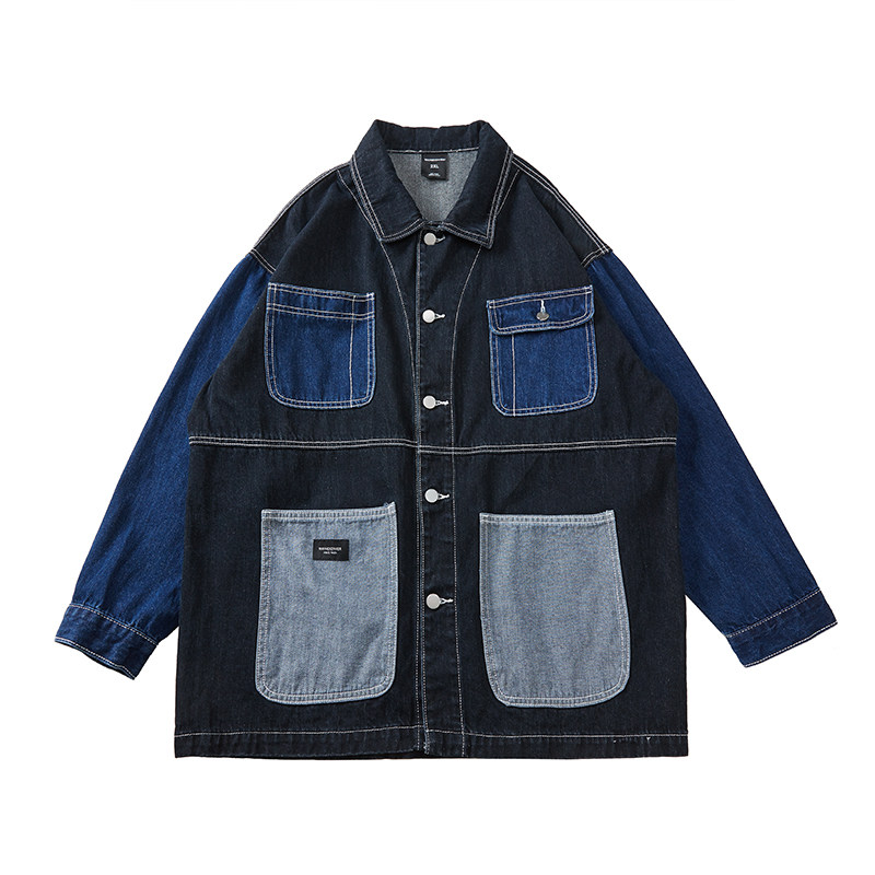 韦恩泽维尔加肥加大宽松大码潮翻领多口袋工装牛仔夹克外套男7610,淘宝优惠券,粉丝福利购,淘宝优惠卷
