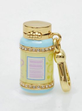 小众设计时尚珍珠字母百搭可打开气泡水瓶子吊坠男女钥匙扣项链坠