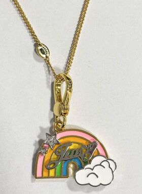 新款珐琅釉镶钻星星白云七彩彩虹吊坠简约甜美感包挂钥匙扣毛衣链