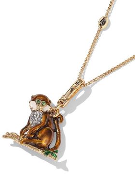 新珐琅彩釉棕色猴子吊坠萌宠动物男女同款情侣礼物金丝猴包挂项链