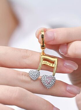 新款潮流感镶钻爱心字母金色八分音符吊坠精致时尚简约男女同款链