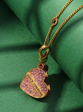 新款珐琅彩釉镶钻粉色爱心盒吊坠项链精致潮可打开糖果戒指链条链