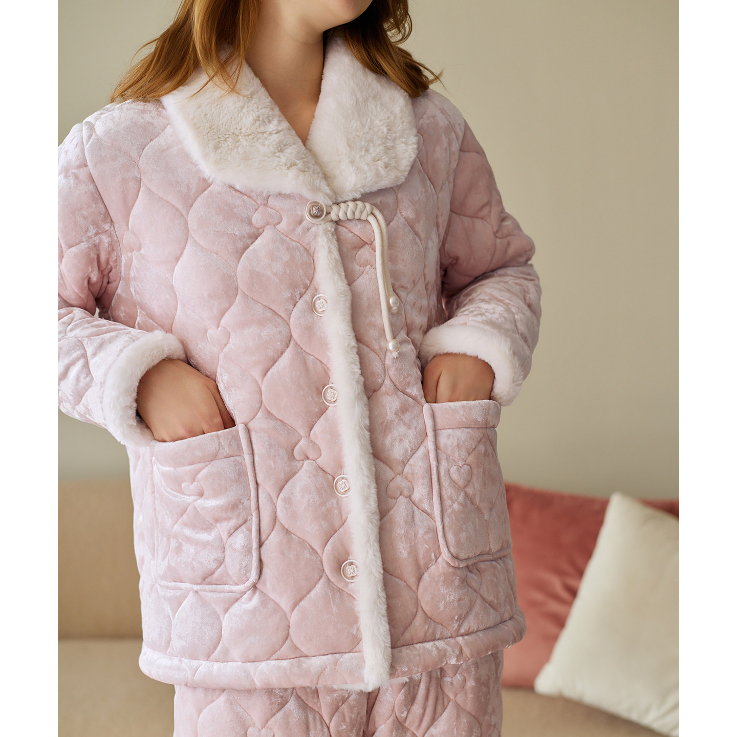 芬腾女士睡衣三层加厚夹棉袄珊瑚绒套装冬季抗静电女款加绒家居服,淘宝优惠券,粉丝福利购,淘宝优惠卷