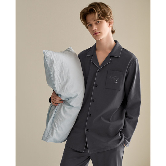 Fenton's new long-sleeved pure cotton couple's spring and autumn pajamas