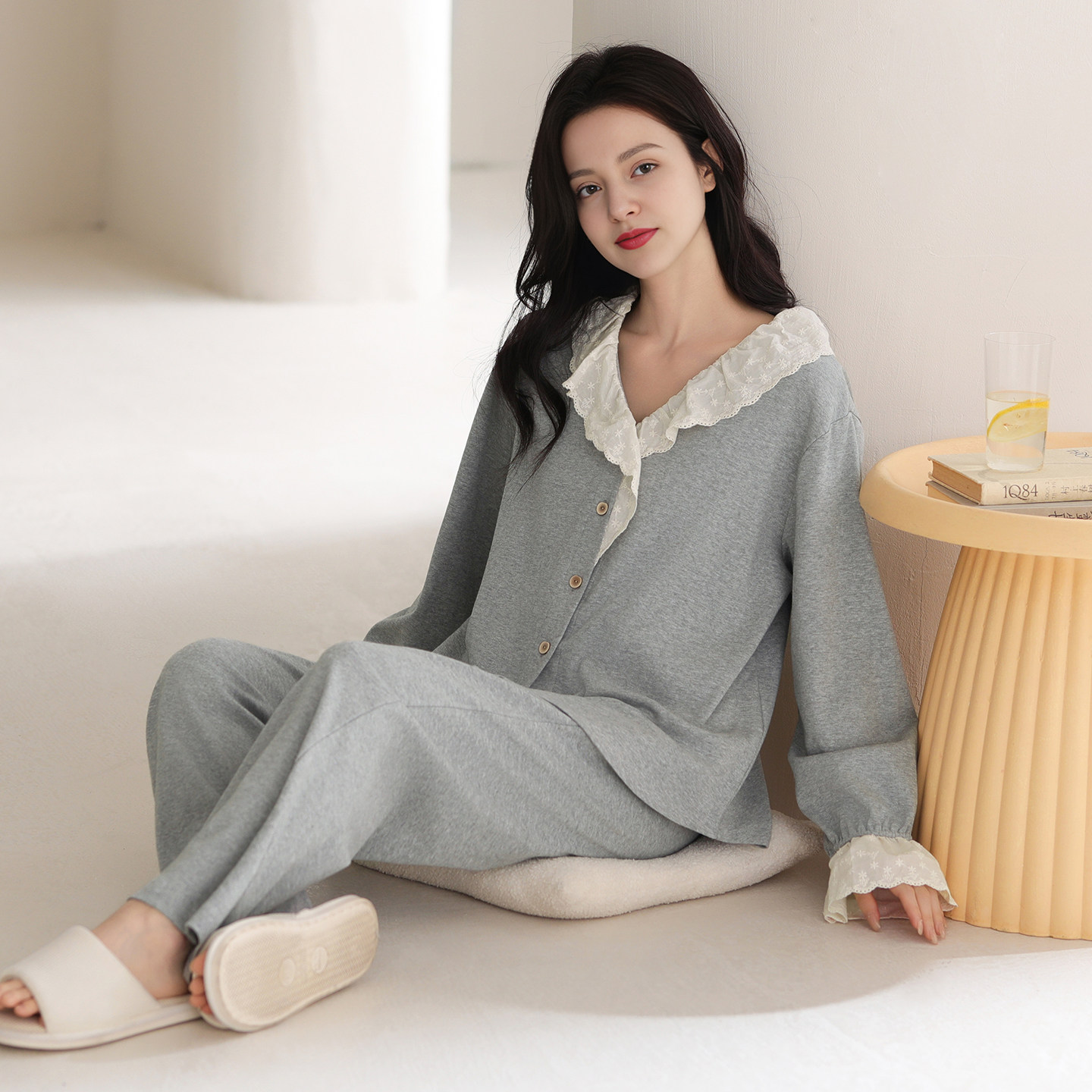 芬腾女士睡衣春秋季纯棉长袖套装简约时尚休闲宽松大码家居服春天,淘宝优惠券,粉丝福利购,淘宝优惠卷