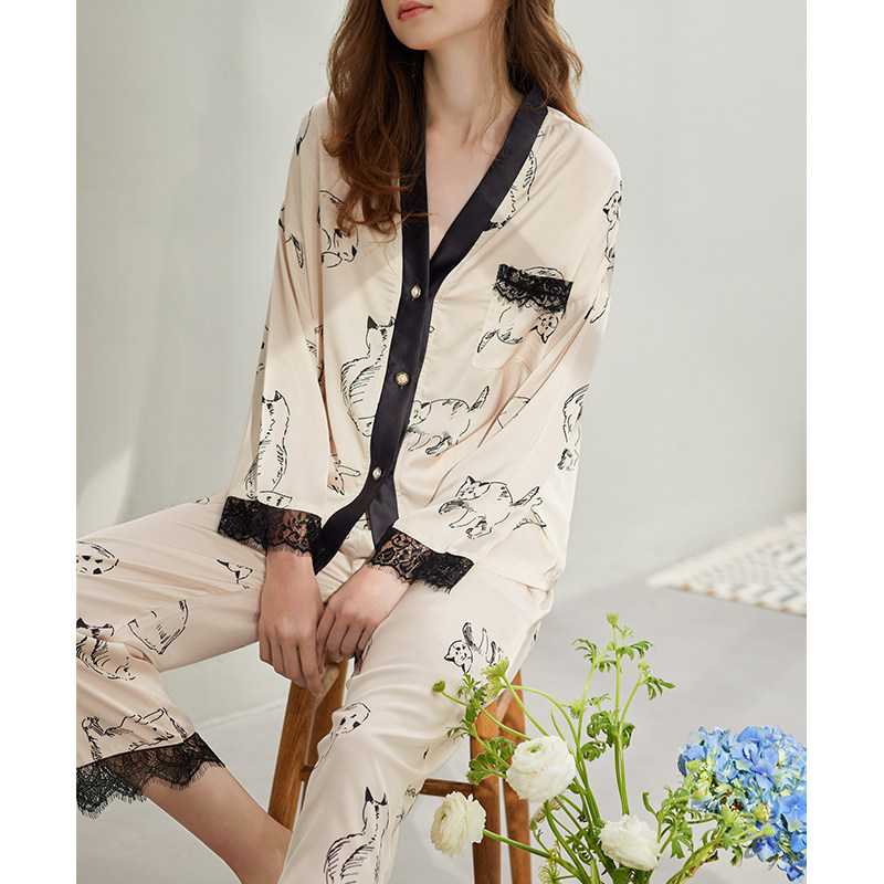 芬腾冰丝凉感春秋款长袖睡衣 芬腾睡衣/家居服套装