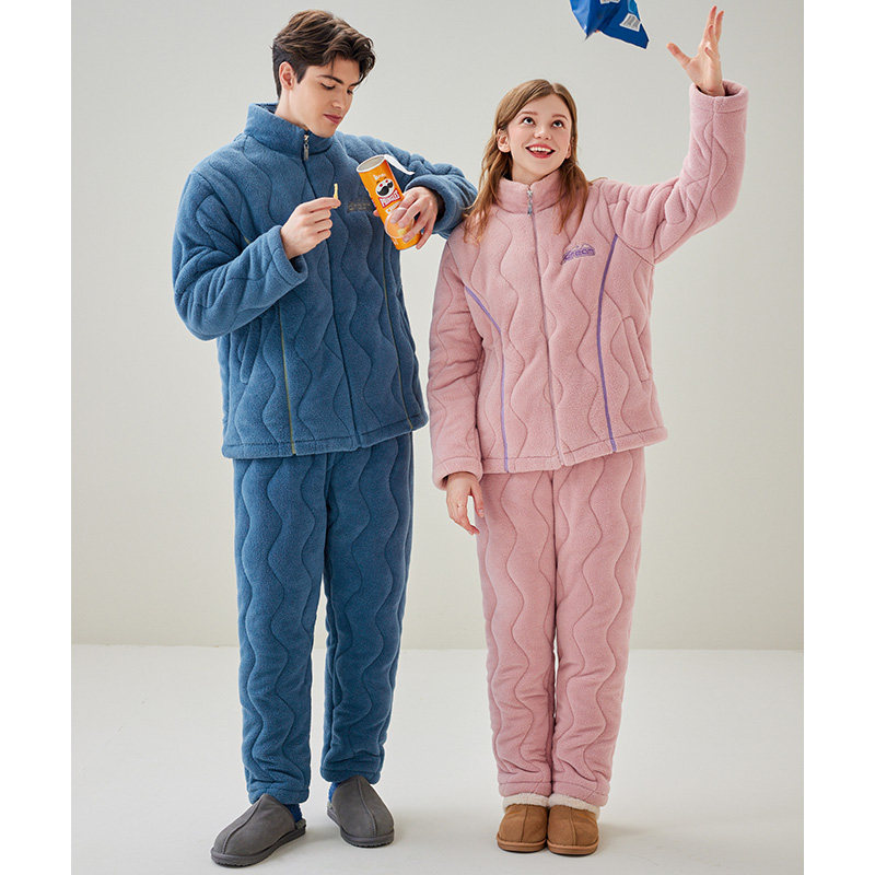 芬腾情侣睡衣冬季珊瑚绒三层夹棉加厚女士套装加绒抗静电家居服男,淘宝优惠券,粉丝福利购,淘宝优惠卷