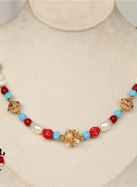 南簪录原创古风项链沙金敦煌蜻蜓眼国风配饰汉服百搭保色软璎珞唐