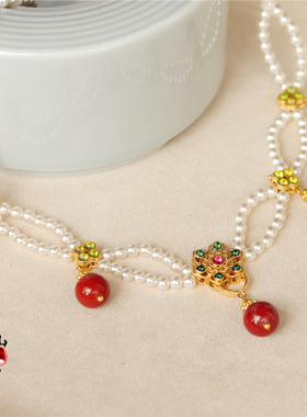 南簪录复古风珍珠宝相花项链敦煌多层璎珞新中式国风汉服配饰唐制