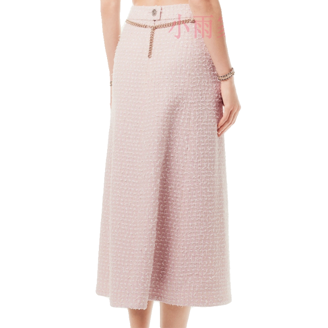 Women's pink zipper classic long skirt with two pockets, ladylike style, advanced customization, elegant and elegant, spring and autumn women's clothing