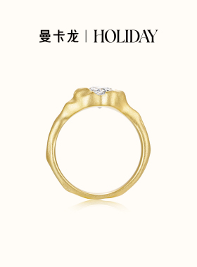 曼卡龙·HOLIDAY 金色砂岩925银戒指莫桑钻镶嵌 若山石历经岁月