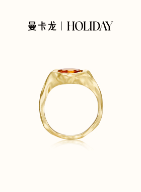曼卡龙·HOLIDAY 砾金925银戒指肌理感水晶镶嵌 若山石历经岁月
