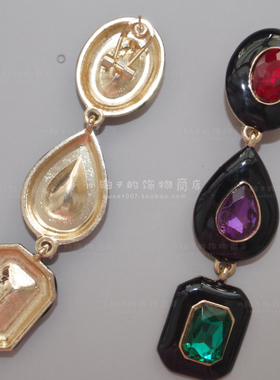 西班牙复古彩色宝石耳环