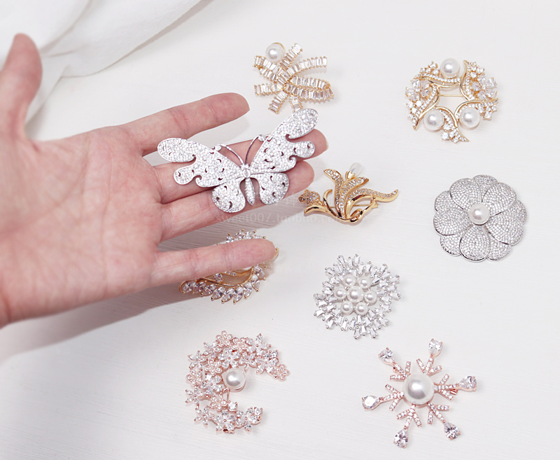 锆石精品胸针复古轻奢小众设计多款选仿珍珠zircon brooch pins-图2