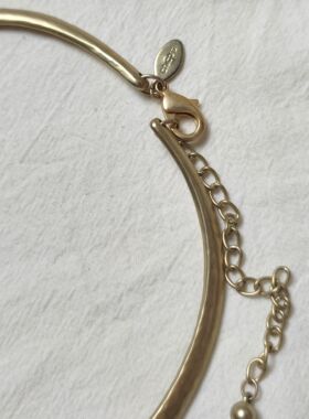 美国品牌chicos磨砂金色仿蜜蜡民族部落度假风夸张项链necklace