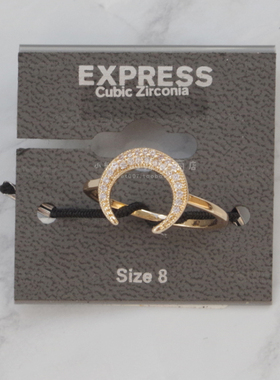 express锆石月亮戒指 个别带卡片pave moon ring