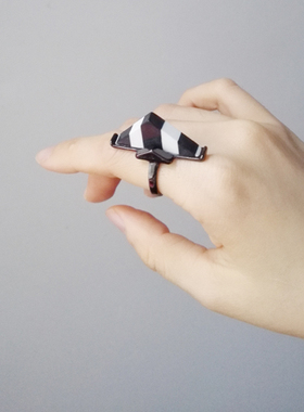 英国ts及同厂男女中性款仿石镶嵌三角形戒指 3款选样品瑕疵