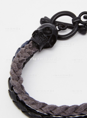 男士中性风骷髅头黑色编织绳