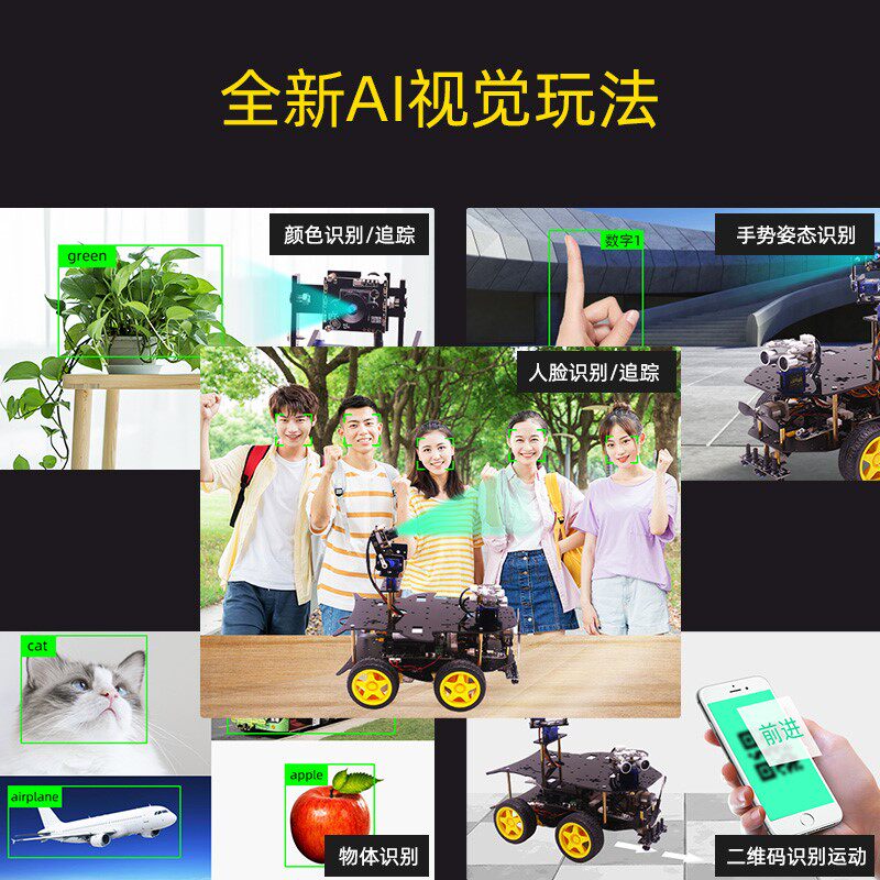 树莓派4b智能小车wifi ai 4wd摄像头 创思兴业数码机器人/机械臂