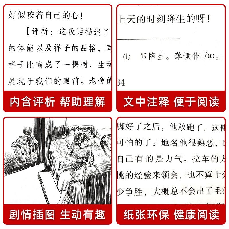 带评析全套15册鲁迅全集正版经典呐喊朝花夕拾野草故乡狂人日记老舍四世同堂骆驼祥子茶馆鲁迅作品集散文杂-图2