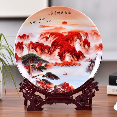 景德镇陶瓷器鸿运当头挂盘酒柜玄关办公室装饰品瓷盘摆件盘子摆盘 - 图2